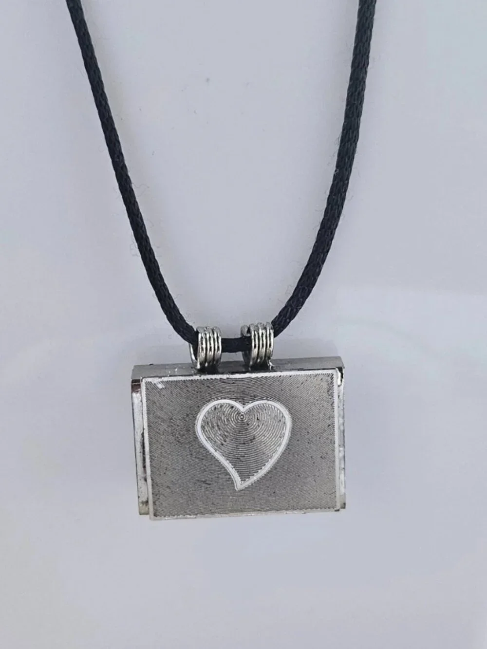 Taweez Keeper Pendant Necklace Silver Tone Fashion Jewelry W/ Black Cord